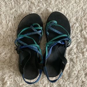 Blue/Green Z2 2 Strap Toe Loop Chaco Sandals